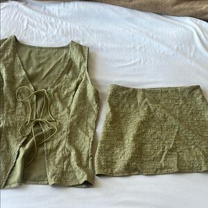 Elegant Green Skirt Set